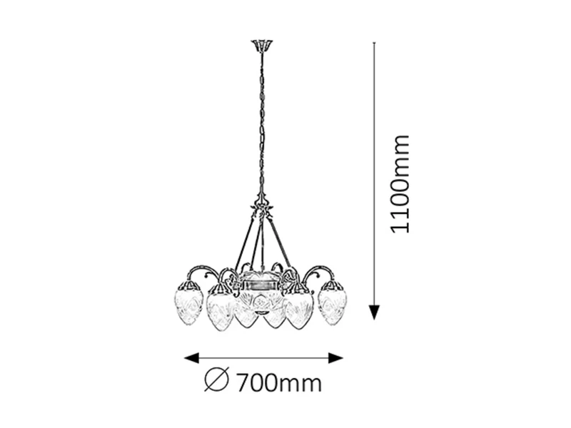 Annabella – classic chandelier in bronze with white glass shades, Ø700mm, 2×E27