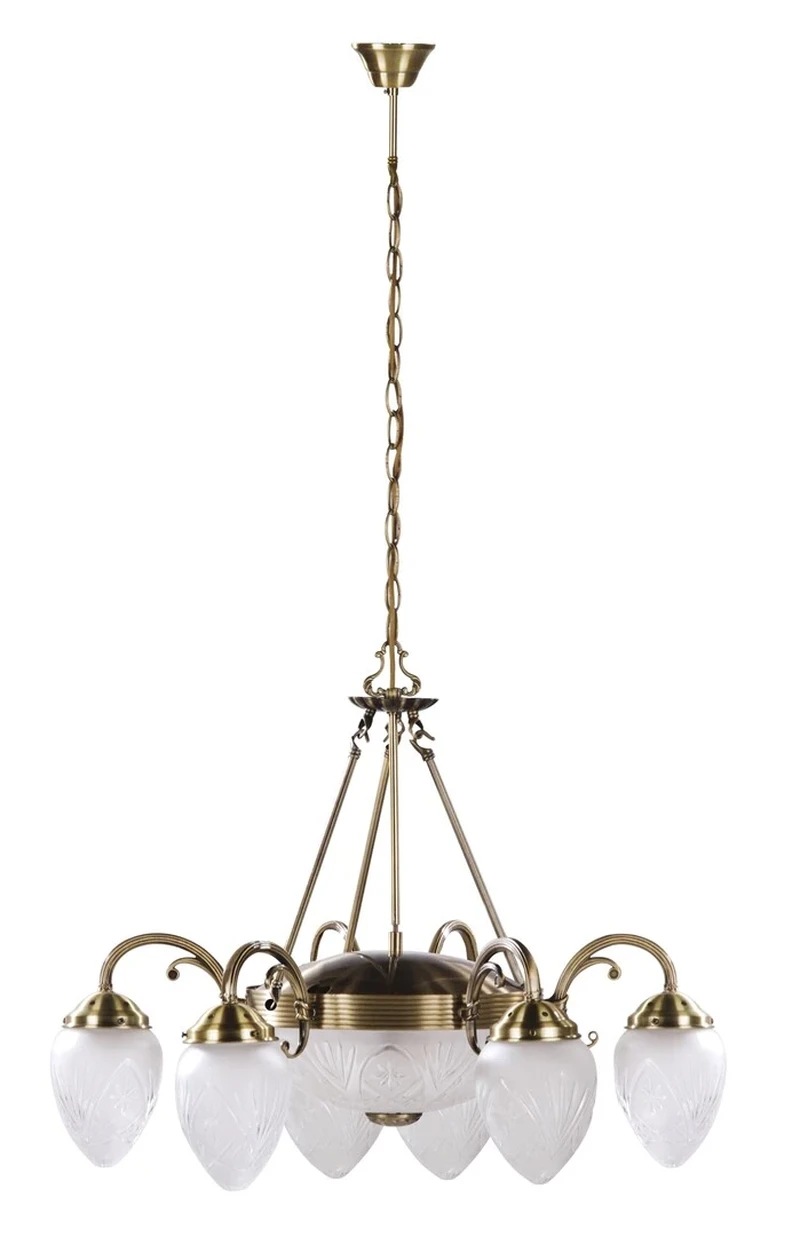 Chandeliers Annabella – classic chandelier in bronze with white glass shades, Ø700mm, 2×E27