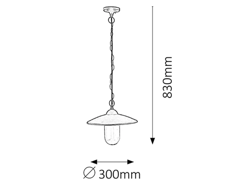 Vigo – outdoor pendant in black matt with clear glass, Ø300mm, 1×E27, IP44