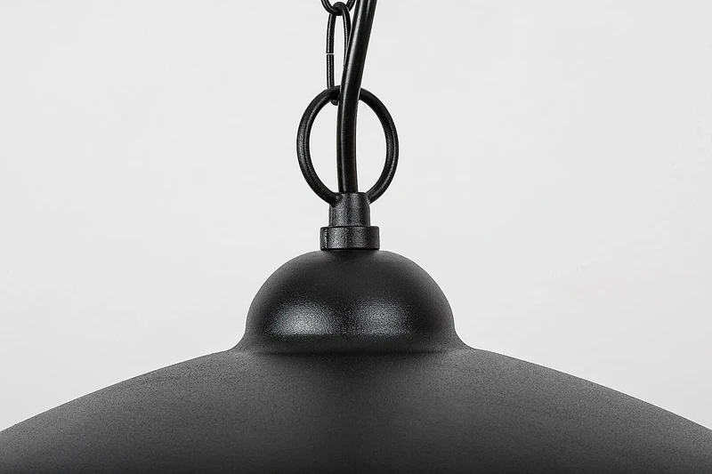 Vigo – outdoor pendant in black matt with clear glass, Ø300mm, 1×E27, IP44