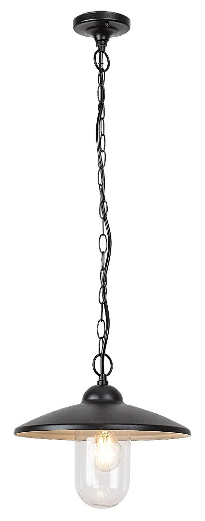 Outdoor Pendants Vigo – outdoor pendant in black matt with clear glass, Ø300mm, 1×E27, IP44