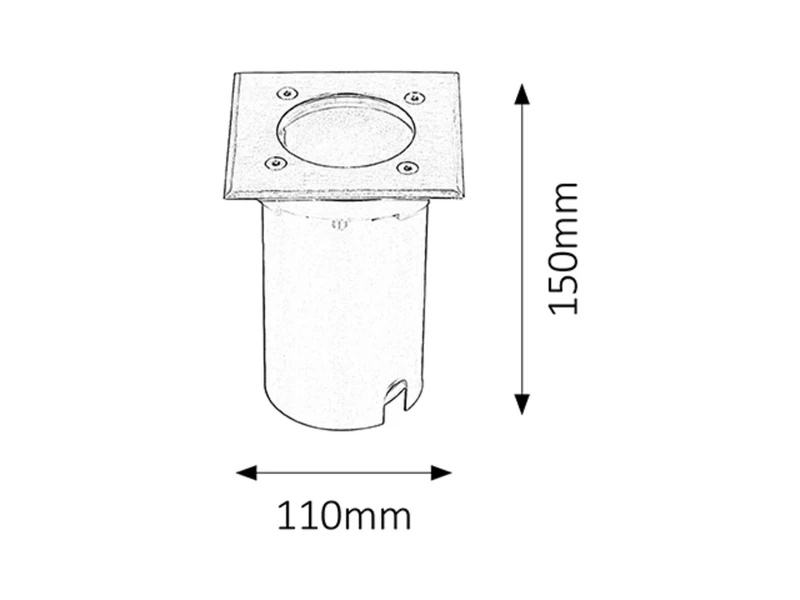 Tacoma – recessed outdoor lighting in satin chrome, 110×150mm, IP65, 1×GU10