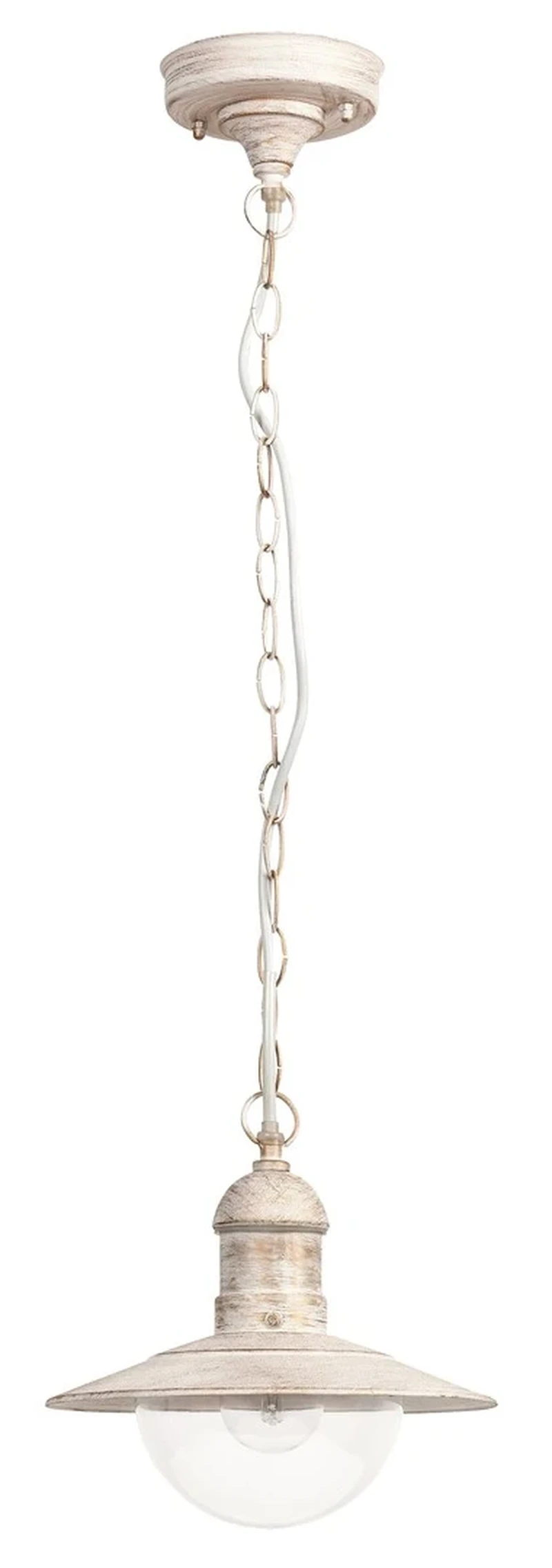 Outdoor Pendants Oslo – outdoor pendant in antique white with clear ceiling light, Ø240mm, 1×E27, IP44