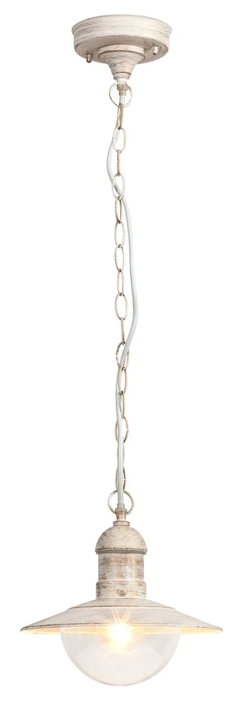 Oslo – outdoor pendant in antique white with clear ceiling light, Ø240mm, 1×E27, IP44