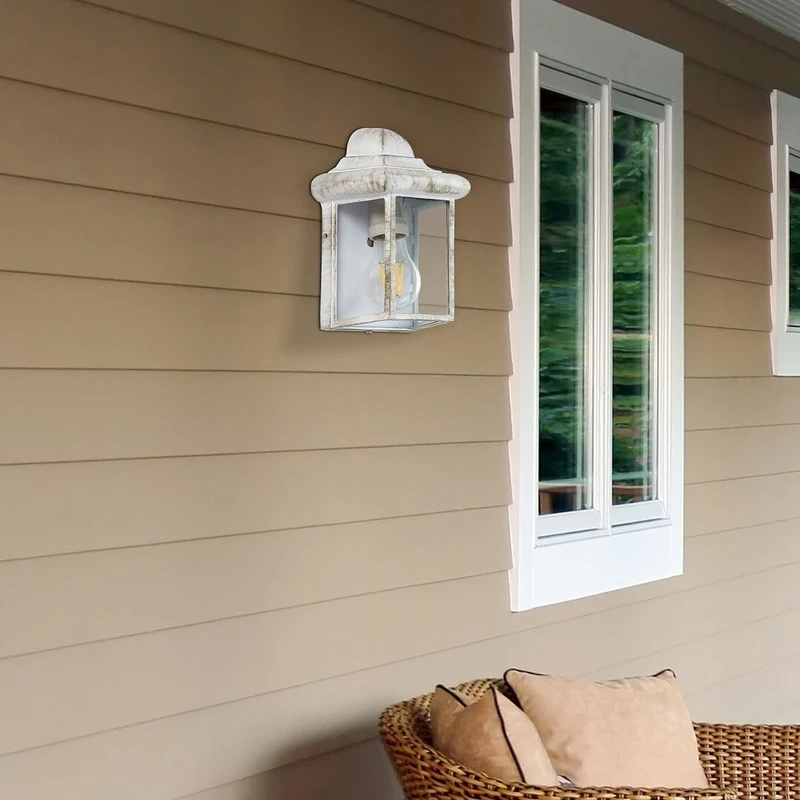Norvich – outdoor wall light in antique white, 220mm, IP43, 1×E27