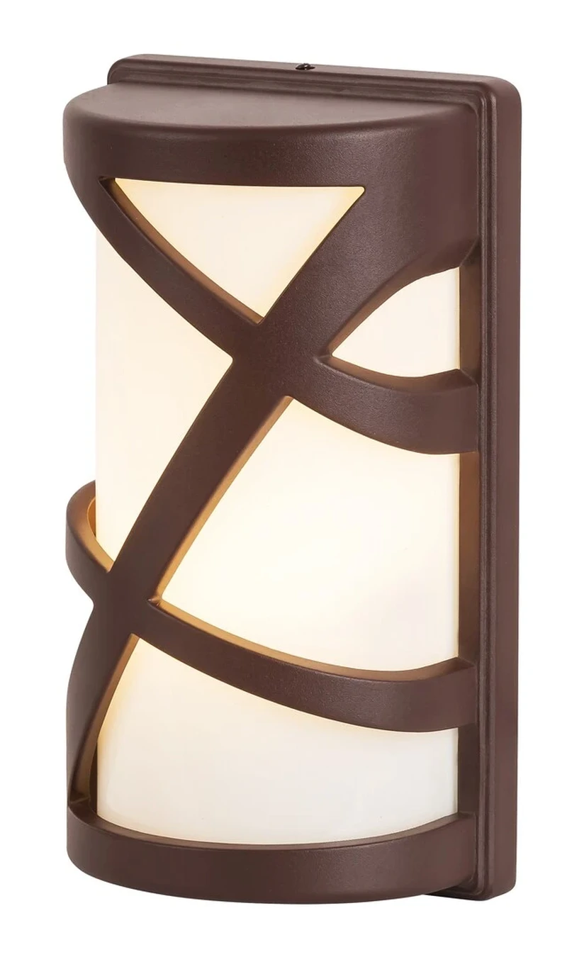 Durango – modern outdoor wall light in brown, 267×146mm, IP54, 1×E27