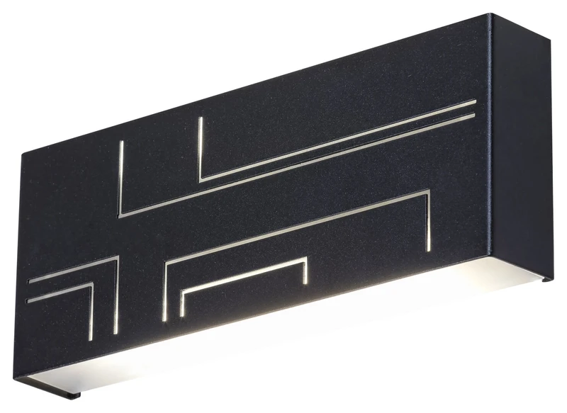 Maribor – LED outdoor wall light in black with white diffuser, 265×104mm, 12W, 4000K, IP65