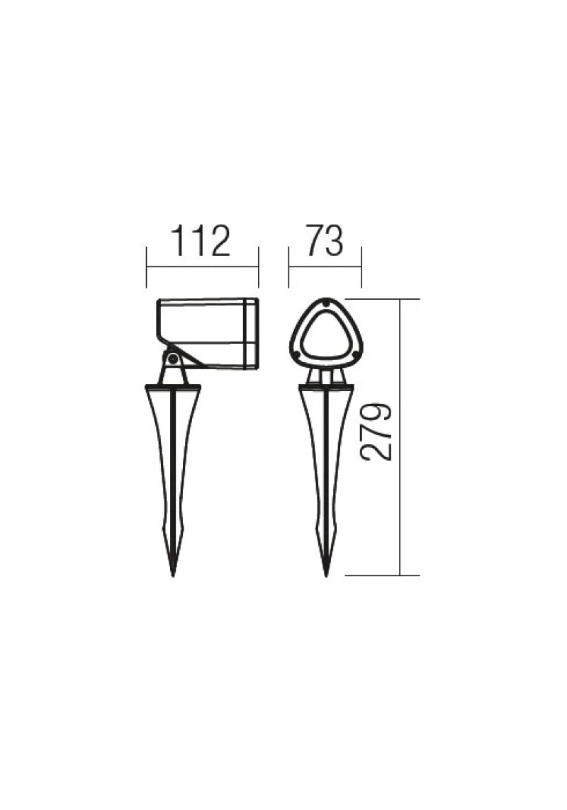 Felix 9041 – REDO LED facade floodlight with spike light in-ground in anthracite, 1x7W, 3000K, IP65