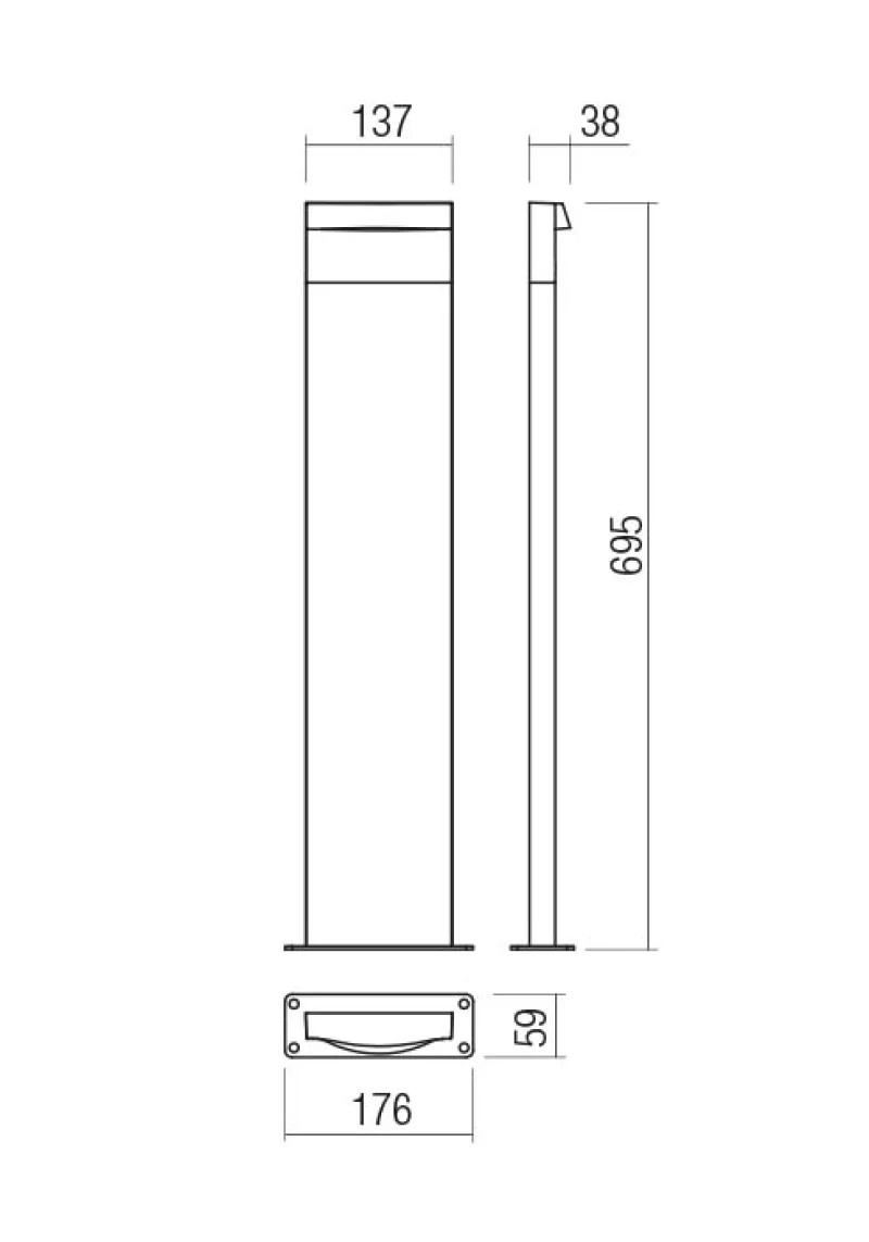 Polifemo 90429 – REDO LED garden bollard in dark brown, 1x8W, 3000K, IP65