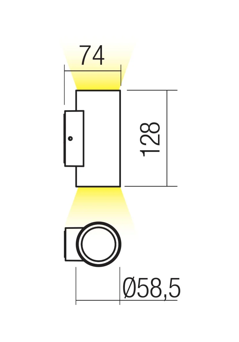 Ram 90808 – REDO LED facade wall light in dark grey, 2X3.5W, 2700K, IP65