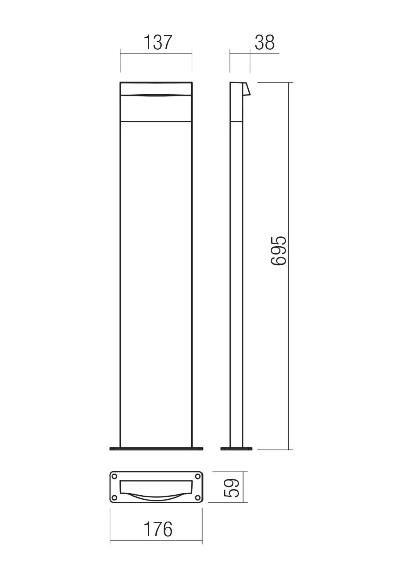 Polifemo 90835 – REDO LED garden bollard in dark brown, 1x8W, 2700K, IP65