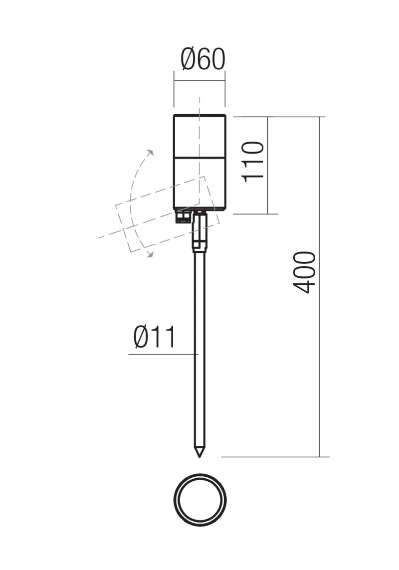 Stake 91170 – REDO garden floodlight with spike light in-ground in antique brass, 1X7W, IP65