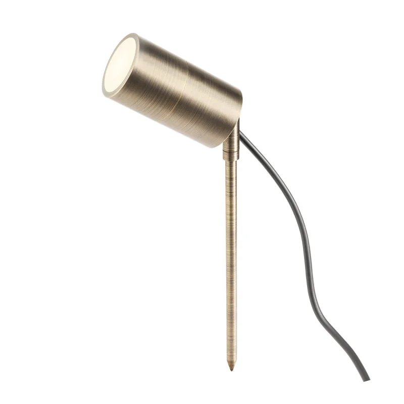 In-Ground Lights Stake 91170 – REDO garden floodlight with spike light in-ground in antique brass, 1X7W, IP65