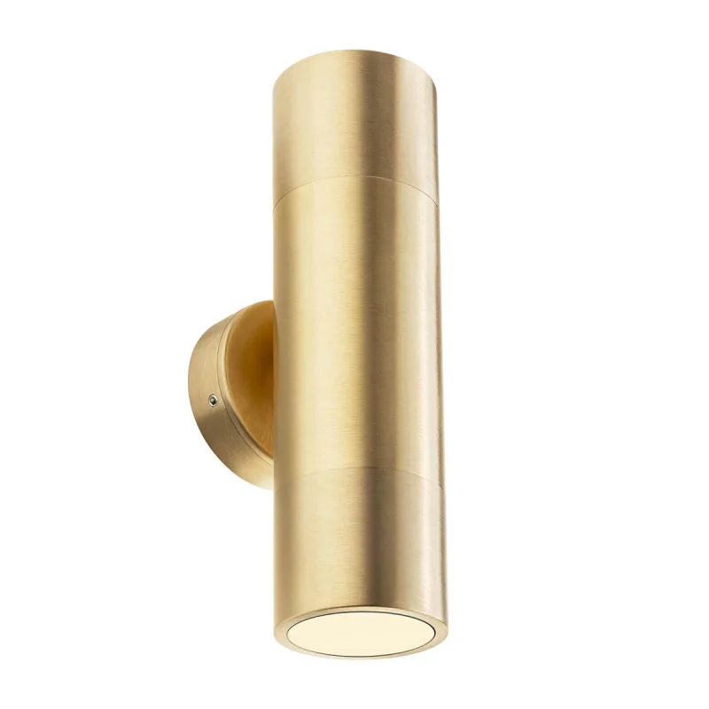 Outdoor Wall Lights Stake 91179 – REDO facade wall light in natural brass, 2X7W, IP65