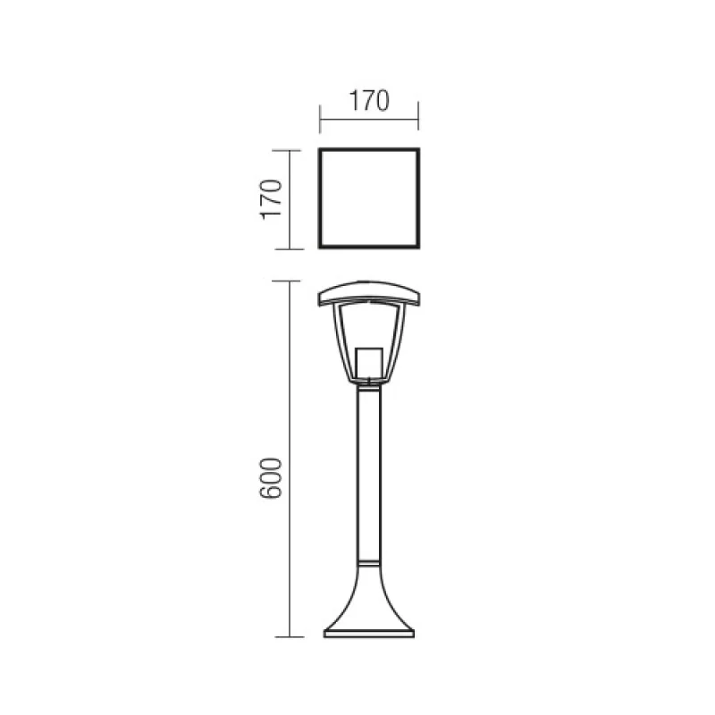 Edmond 9157 – Smarter garden bollard in black, 1X28W