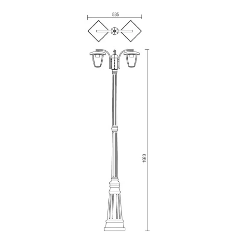 Edmond 9158 – Smarter garden bollard in black, 2X28W