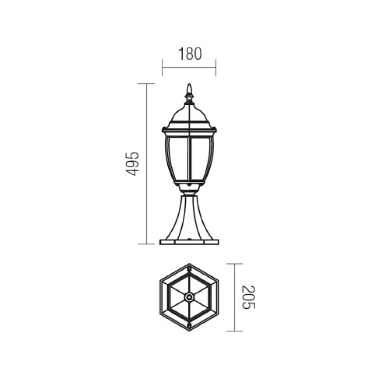 Sevilla 9606 – Smarter garden bollard in antique black, 1X42W