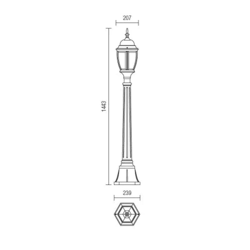 Sevilla 9608 – Smarter garden bollard in antique black, 1X42W