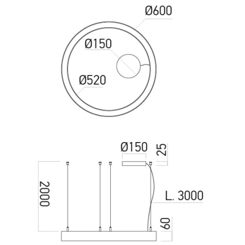 Xambit Pendant AM01NWSWHD60038W4000K – Arelux LED pendant in white, 1X38W, 4000K, IP20