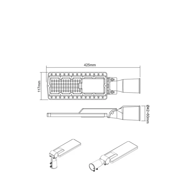 Street Lighting Bise BISE3040 – ACA street luminaire, 30 W, 4000K, 230V AC, IP66, grey