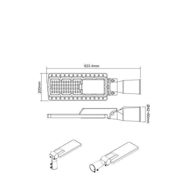 Street Lighting Bise BISE9040 – ACA street luminaire, 90 W, 4000K, 230V AC, IP66, grey
