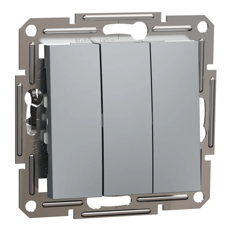 Schneider Electric Triple switch 10A without frame Steel - SCHNEIDER ELECTRIC Asfora EPH2100162