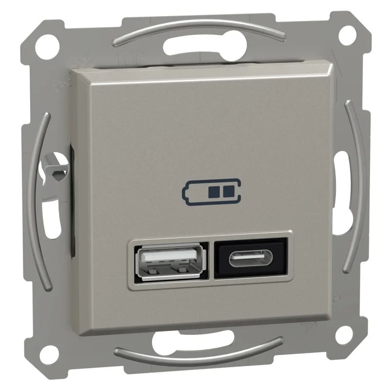 Schneider Electric Двойно USB зарядно тип A+C Power Delivery 21W 3A Бронз без рамка - Schneider Electric Asfora EPH2700569