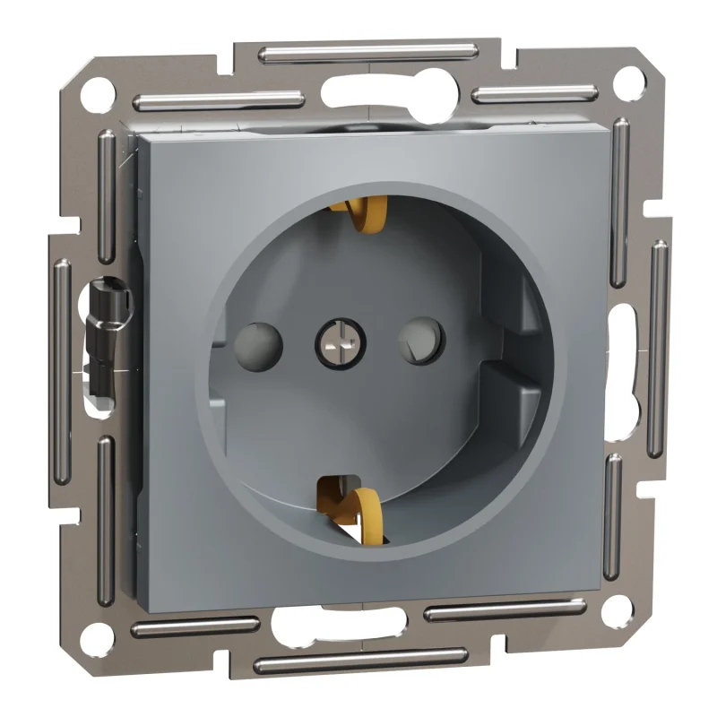 Schneider Electric Контакт Шуко с детска защита 16A Стомана без рамка - Schneider Electric Asfora EPH2900262