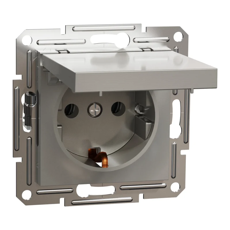 Schneider Electric Schuko socket with cover 16A Bronze without frame - Schneider Electric Asfora EPH3100169