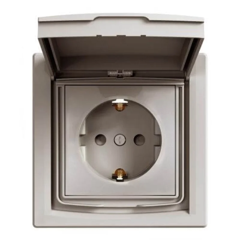 Контакт Шуко със защита за деца и капак IP44 Бронз с рамка - SCHNEIDER ELECTRIC Asfora EPH3100369