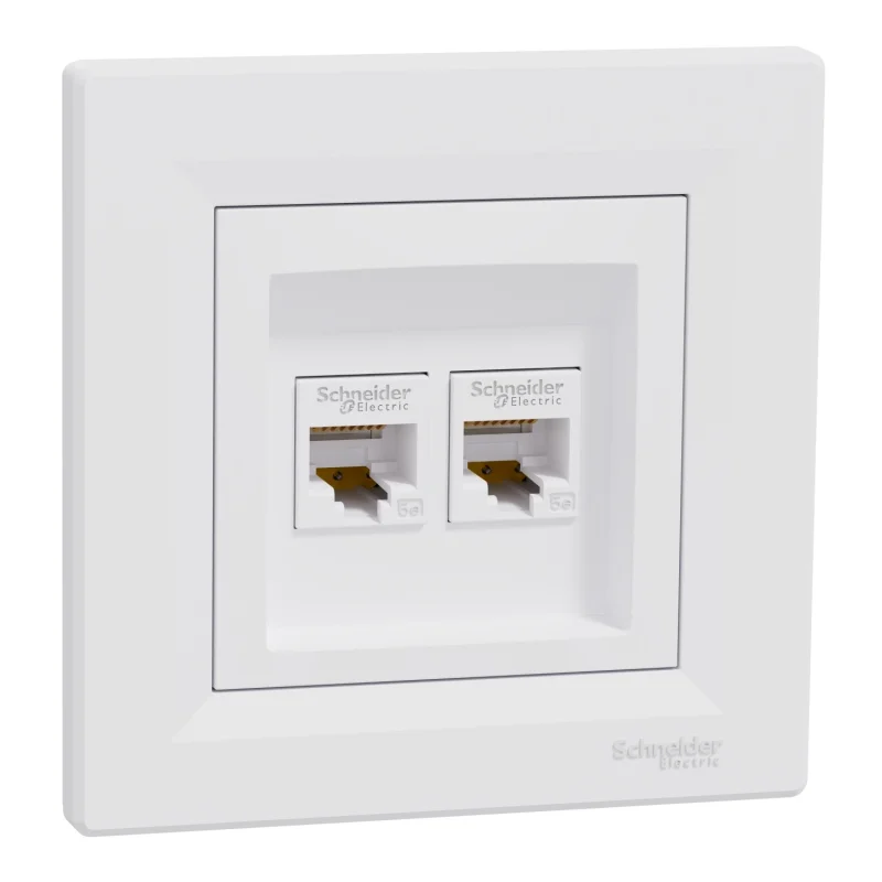 Schneider Electric Розетка 2x RJ45 UTP Cat.5e Бяла - SCHNEIDER ELECTRIC Asfora EPH4400121