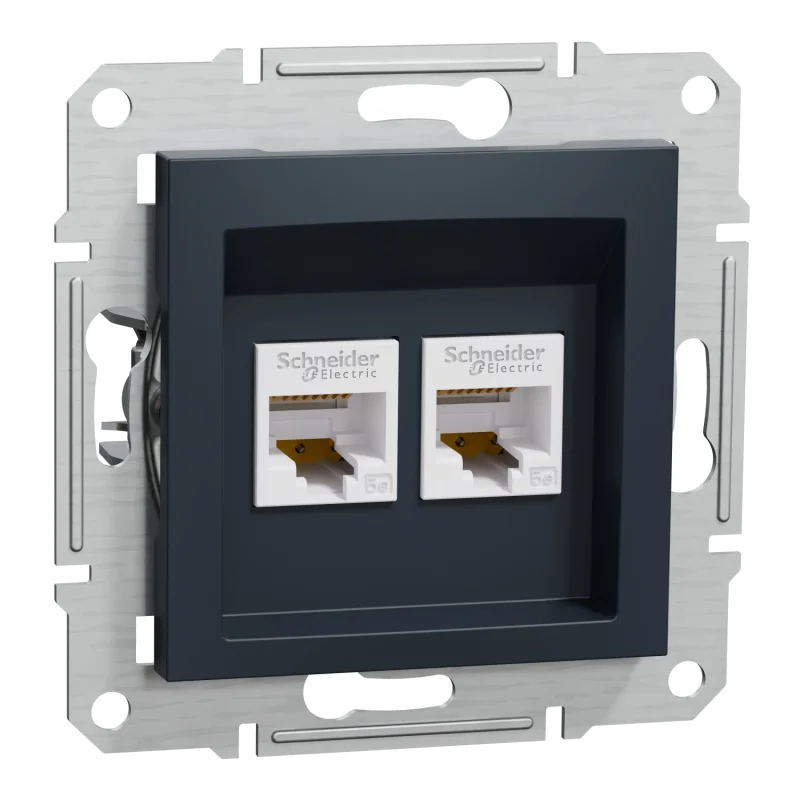 Розетка 2x RJ45 UTP Cat.5e без рамка Антрацит - SCHNEIDER ELECTRIC Asfora EPH4400171