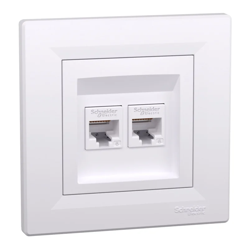 Schneider Electric Розетка 2x RJ45 UTP Cat.6 Бял - Schneider Electric Asfora EPH4800121