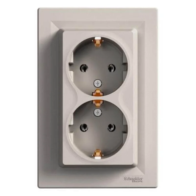 Контакт шуко двоен 2P+E Бронз с рамка - SCHNEIDER ELECTRIC Asfora EPH9900169