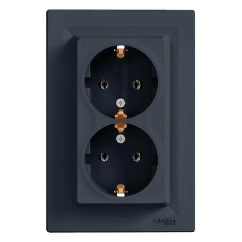 Контакт шуко двоен 2P+E Антрацит с рамка - SCHNEIDER ELECTRIC Asfora EPH9900171