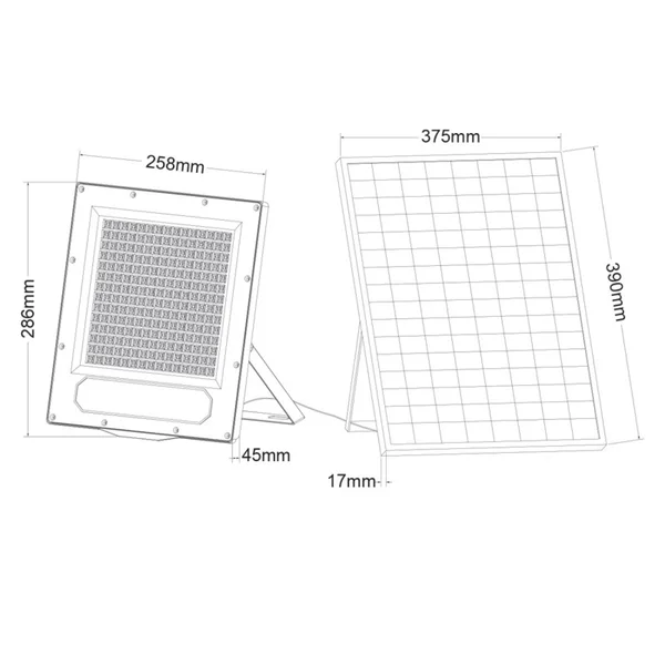 Соларни прожектори FLARE24040 – ACA соларен прожектор, 240 W, 4000K, Works with PV panels, IP66, сив