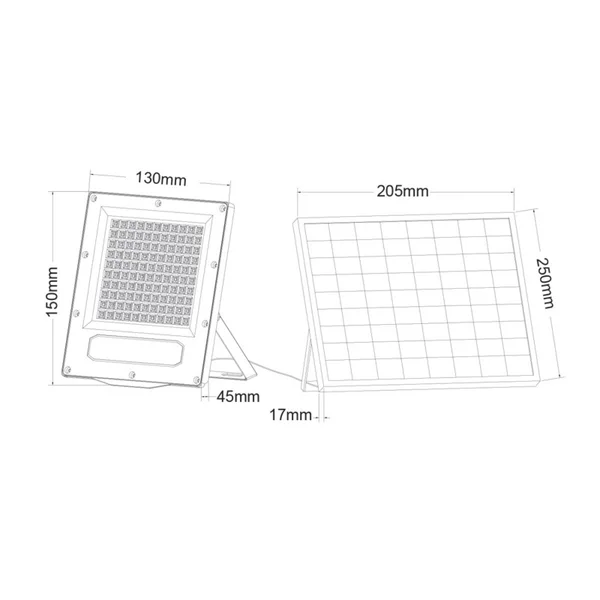 Solar Floodlights FLARE6040 – ACA solar floodlight, 60 W, 4000K, Works with PV panels, IP66, grey