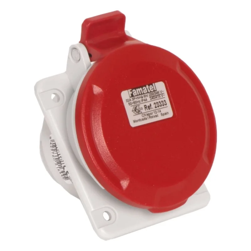 Socket panel mounting angled 3P+E 32A 400V IP54 - Famatel SpeedPRO FR23332