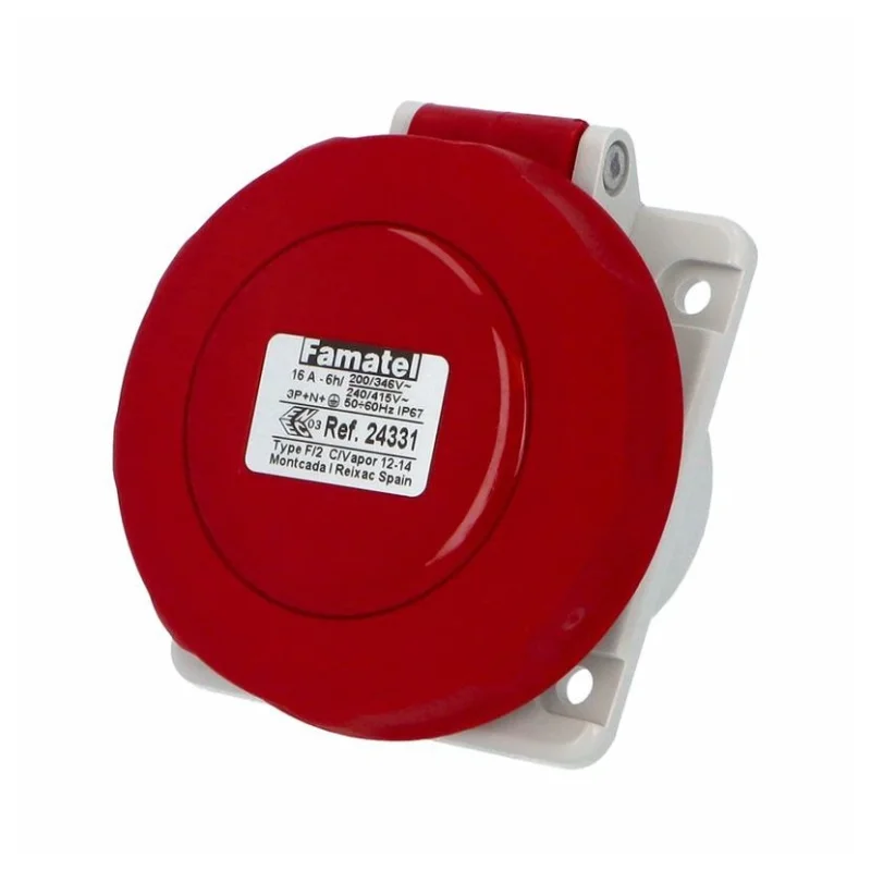 Famatel Socket panel mounting angled 3P+N+E 16A 400V IP67 - Famatel SpeedPRO FR24331