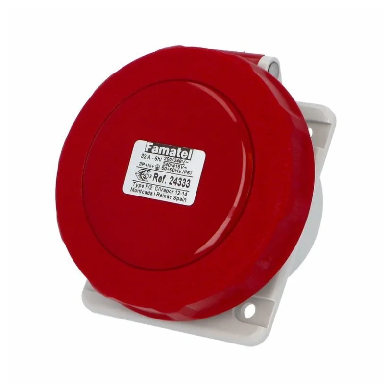 Famatel Socket panel mounting angled 3P+N+E 32A 400V IP67 - Famatel SpeedPRO FR24333