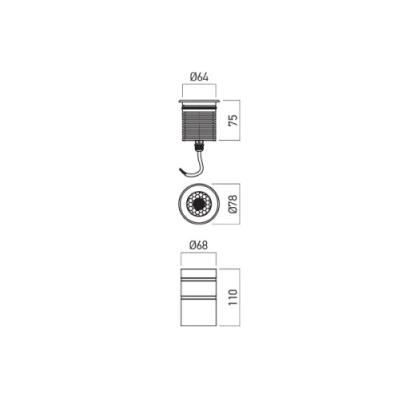 Xground Ac GD21NW3 – Arelux LED downlight for recessed mounting in ground in stainless steel, 1X10W, 4000K