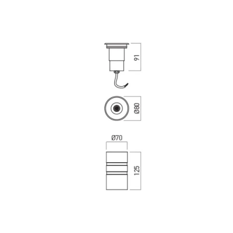 Xground Dc GD23WW15-50 – Arelux LED downlight for recessed mounting in ground in stainless steel, 1X8W, 3000K