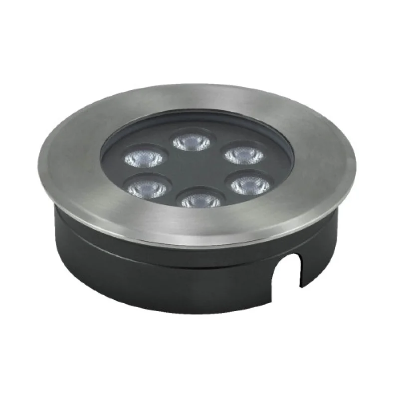 In-Ground Lights Xground Dc GD25WW43 – Arelux LED downlight for recessed mounting in ground in stainless steel, 6X1.5W, 3000K