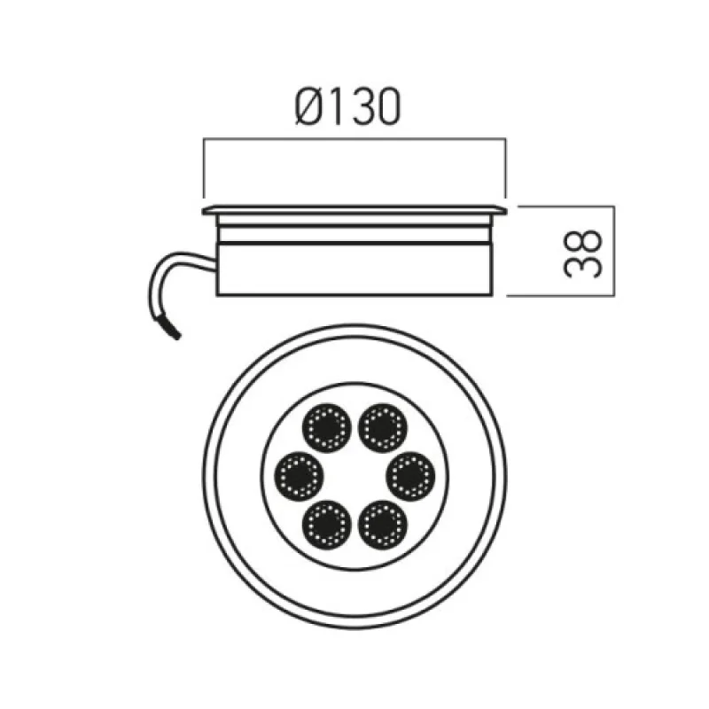 Xground Dc GD25WW43 – Arelux LED downlight for recessed mounting in ground in stainless steel, 6X1.5W, 3000K