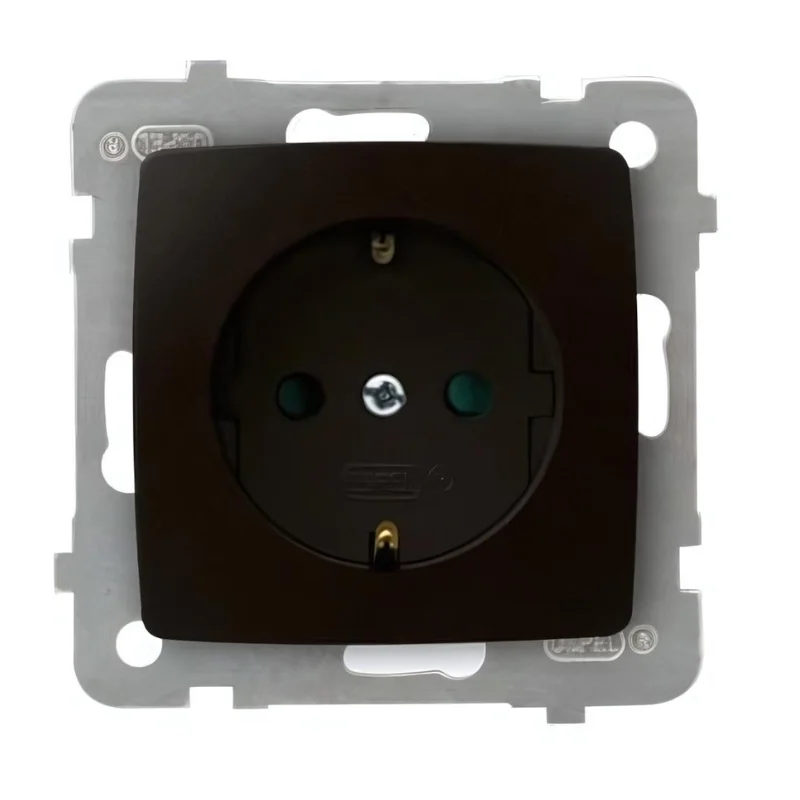 OSPEL Контакт Шуко 16А детска защита Шоколад - OSPEL Karo GP-1SSP/m/40