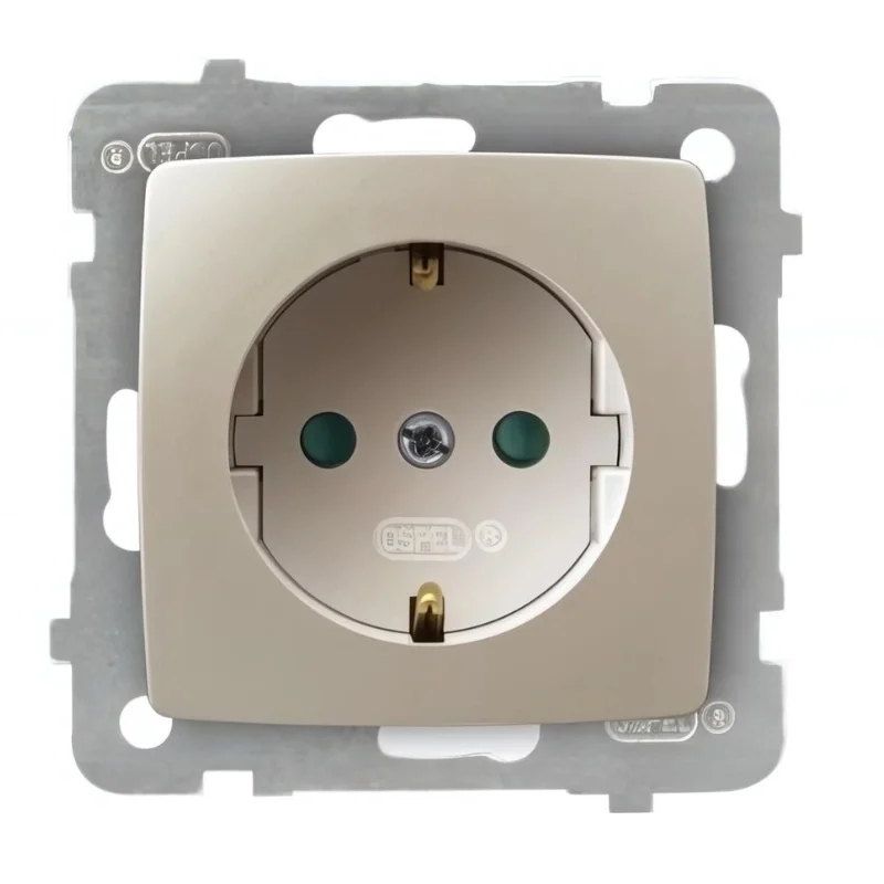 OSPEL Schuko socket 16A children's protection Cream pearl - OSPEL Karo GP-1SSP/m/42