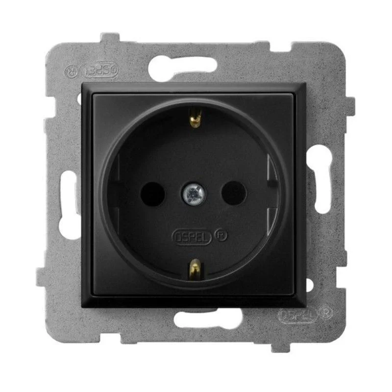 OSPEL Контакт шуко 2P+E Черен - OSPEL Aria GP-1US/m/33