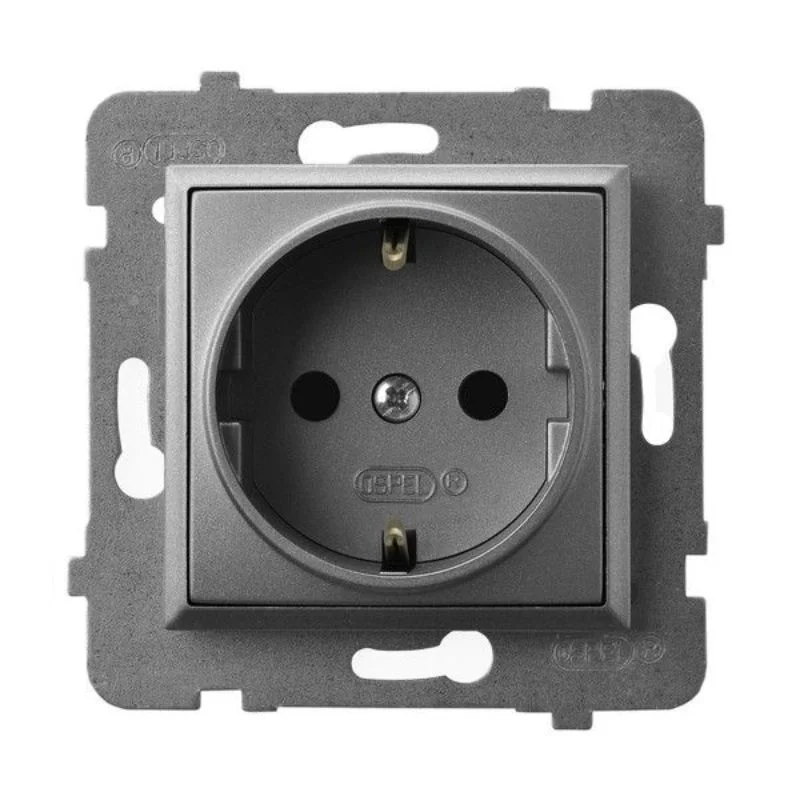 Контакт шуко 2P+E Сив мат - OSPEL Aria GP-1US/m/70