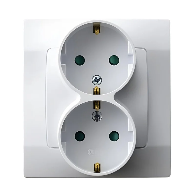 OSPEL Schuko socket double 16A children's protection with frame White - OSPEL Karo GP-2SSP/00