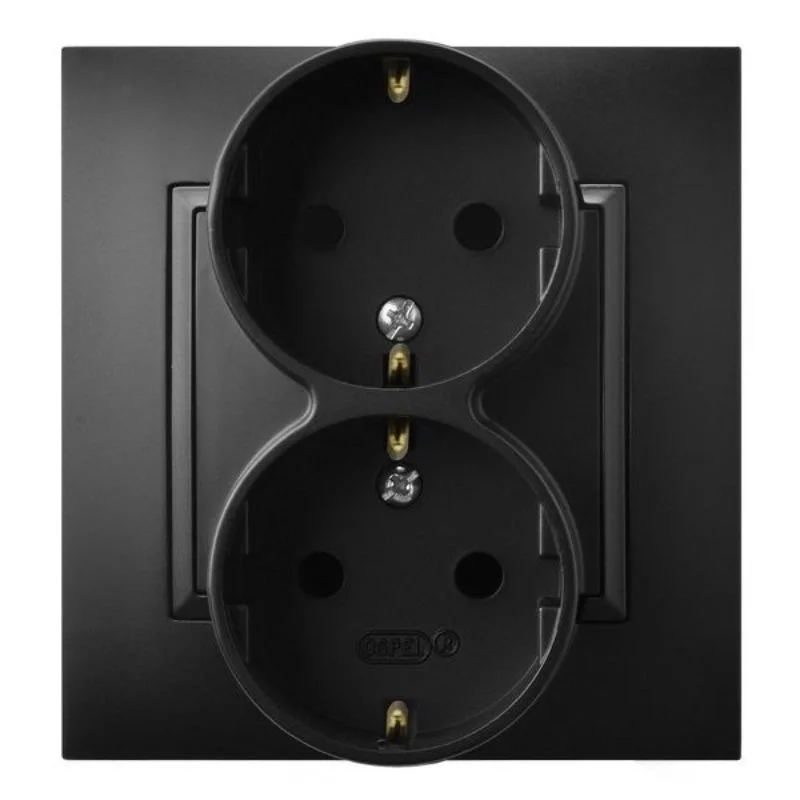 OSPEL Schuko socket double 2P+E Black - OSPEL Aria GP-2US/33